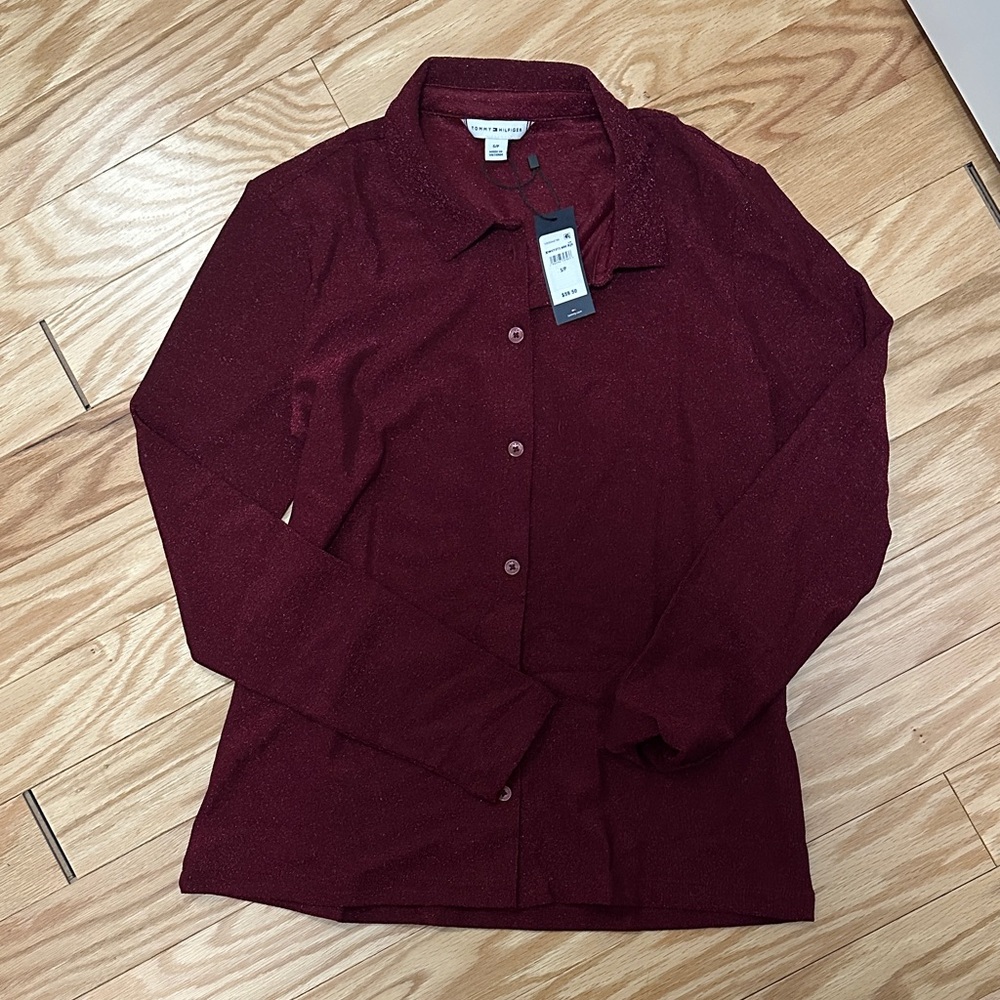 Tommy Hilfiger Deep Red Sparkle Shirt